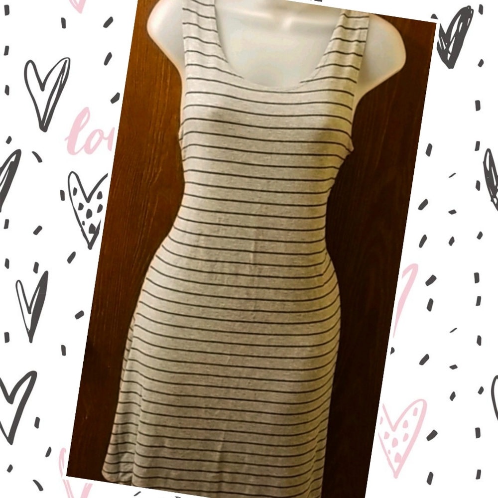 Olivia Rae sleeveless gray striped dress